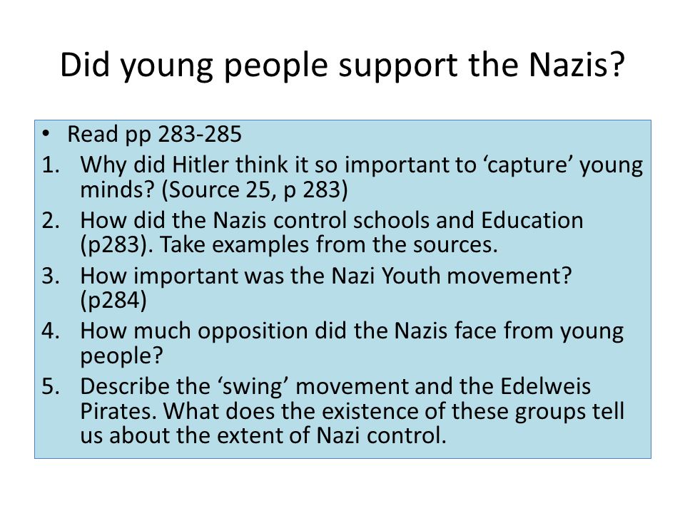 Did young people support the Nazis.
