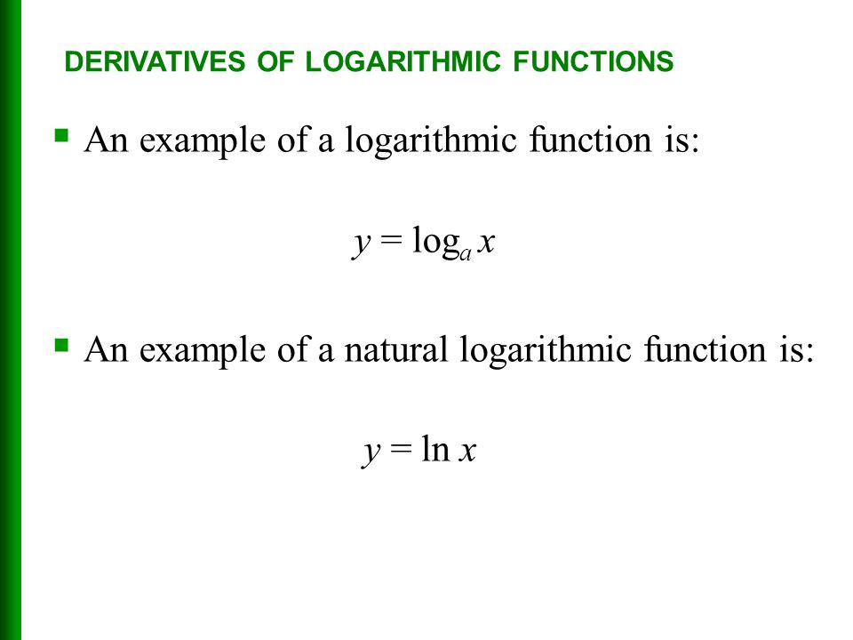 derivative of log formula derivative of log formula