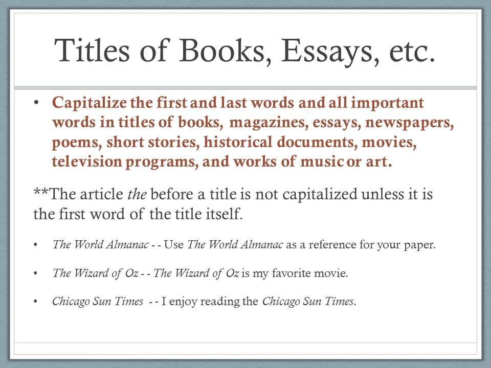 should titles in essays be capitalized