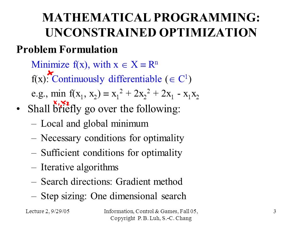 Lecture 2 9 29 05information Control Games Fall 05 Copyright P B Luh S C Chang 1 Information Control Games Lecture 2 Introduction Of Mathematical Ppt Download