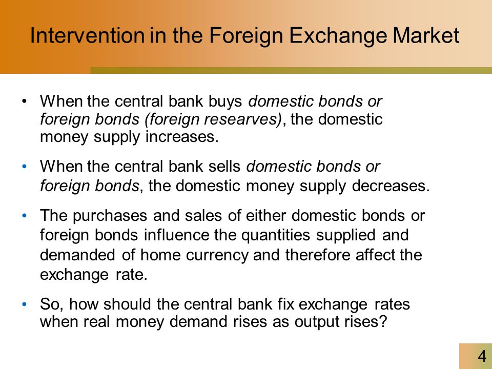 1 International Macroeconomics Chapter 9 Exchange Rate Crises Does 4 Intervention In The Foreign Exchange Market When Central Bank S Domestic Bonds Or