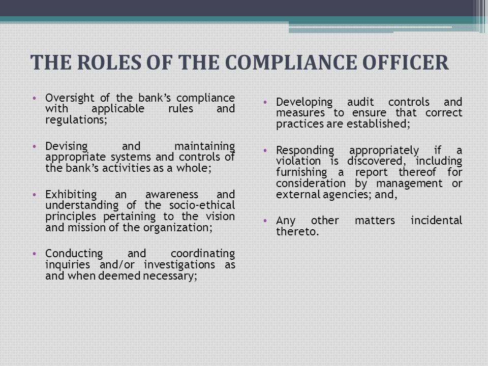 THE ROLE OF THE COMPLIANCE OFFICER IN THE ANTI- BRIBERY AND ...
