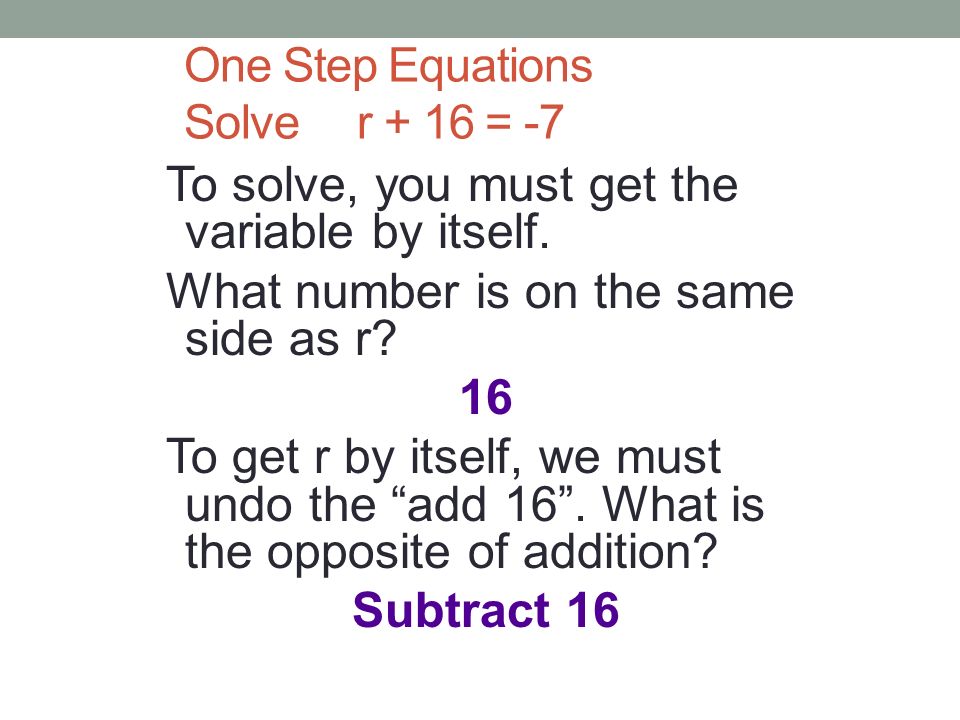 SOLVING EQUATIONS Part 1 & 2 One Step and Two Step Equations Resources: Henrico County Schools – Algebra 1& Virginia Department of Education