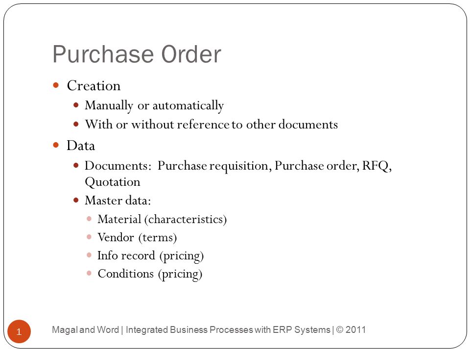 purchase order creation manually or automatically with or without purchase order documents