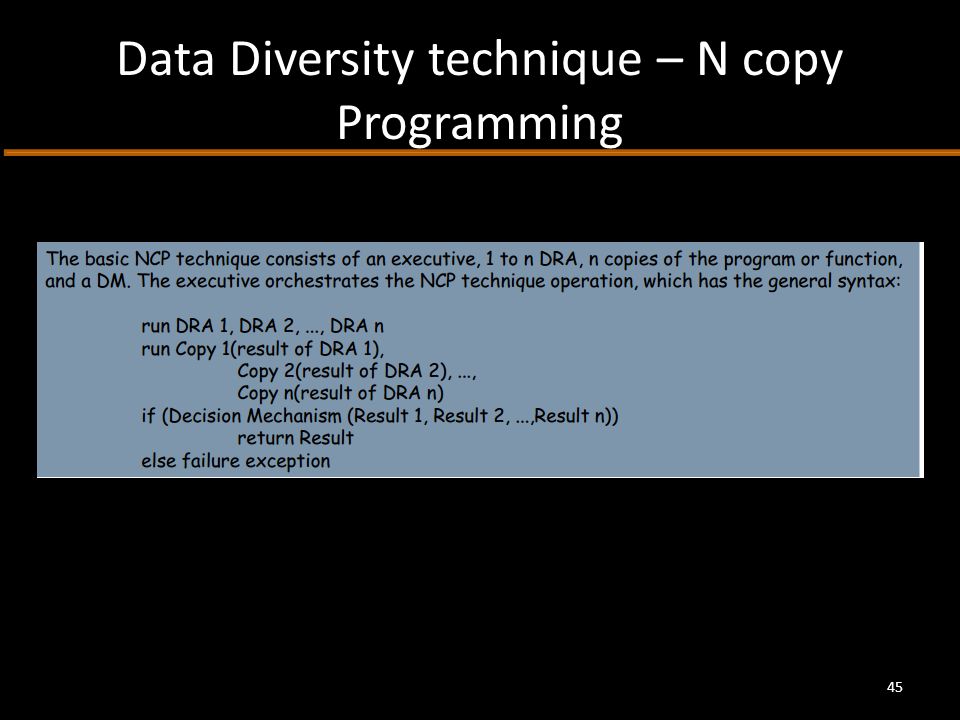 Data Diversity technique – N copy Programming 45