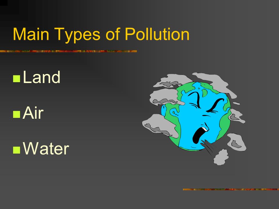 Main Types of Pollution Land Air Water