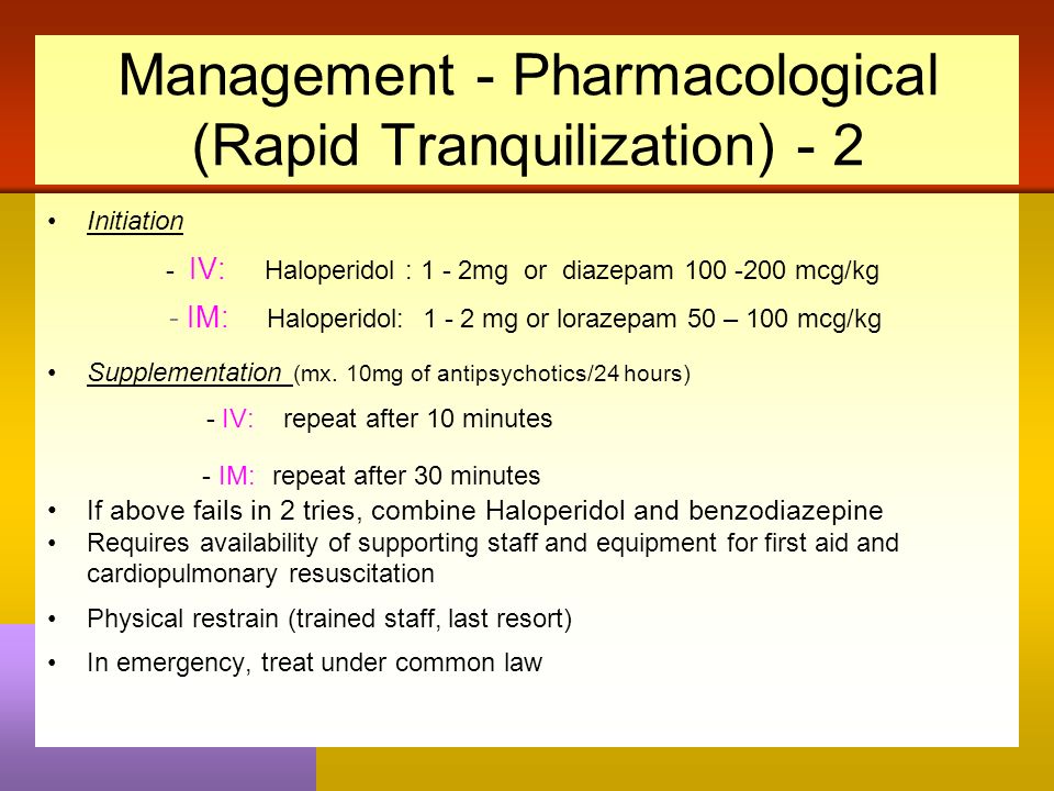 Rapid Tranquillisation Flow Chart