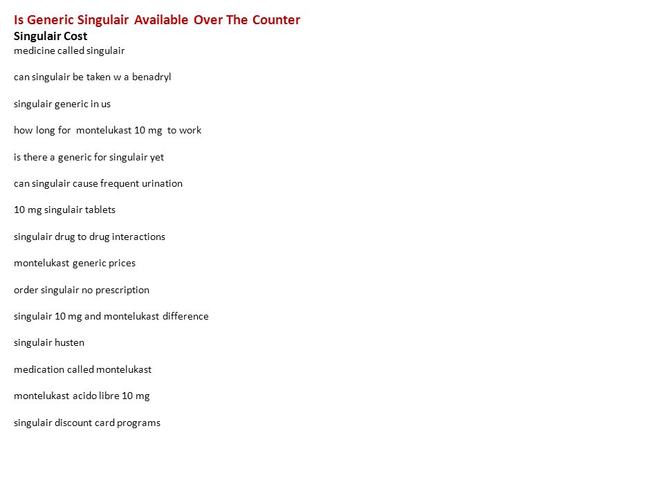 Singulair allergy medication over the counter walgreens
