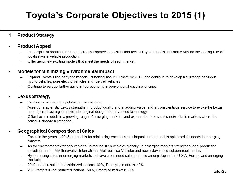 toyota goals and objectives