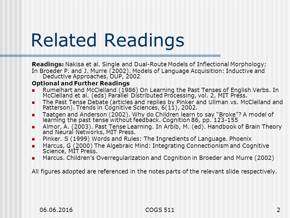 COGS 5111 Computational Cognitive Modelling COGS 511-Lecture 6