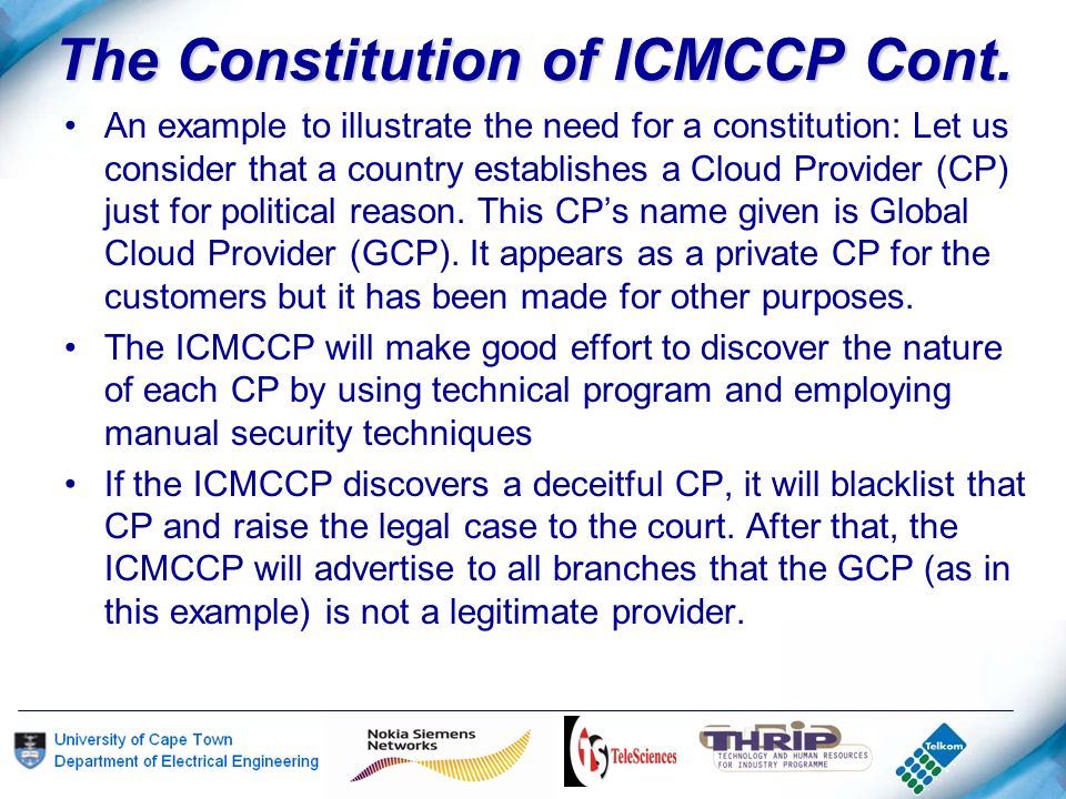 The Constitution of ICMCCP Cont.