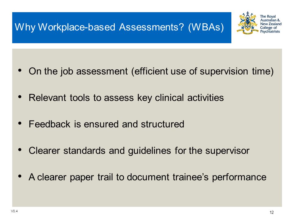 V Why Workplace-based Assessments.