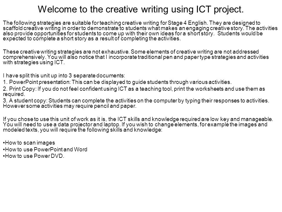Types of creative writing ideas
