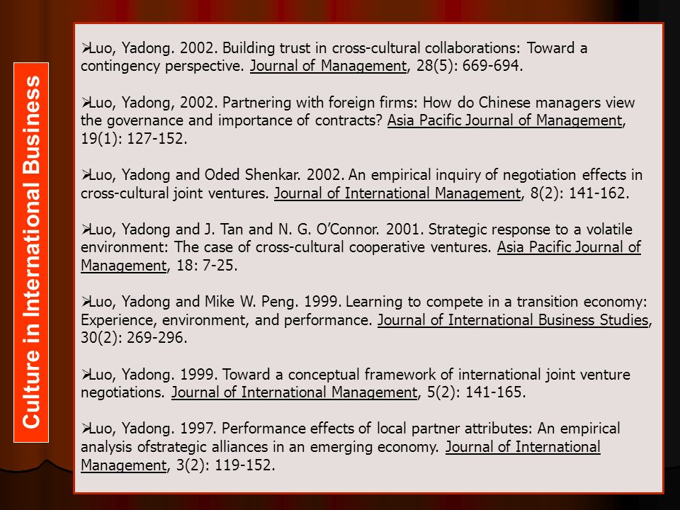 1 International Management in an Epoch of Globalization Yadong Luo ...
