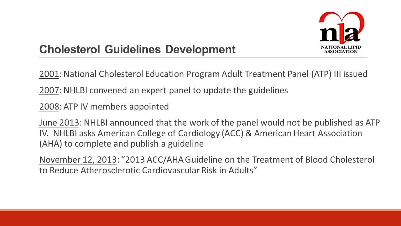 7 Cholesterol Guidelines Development 2001: National ...