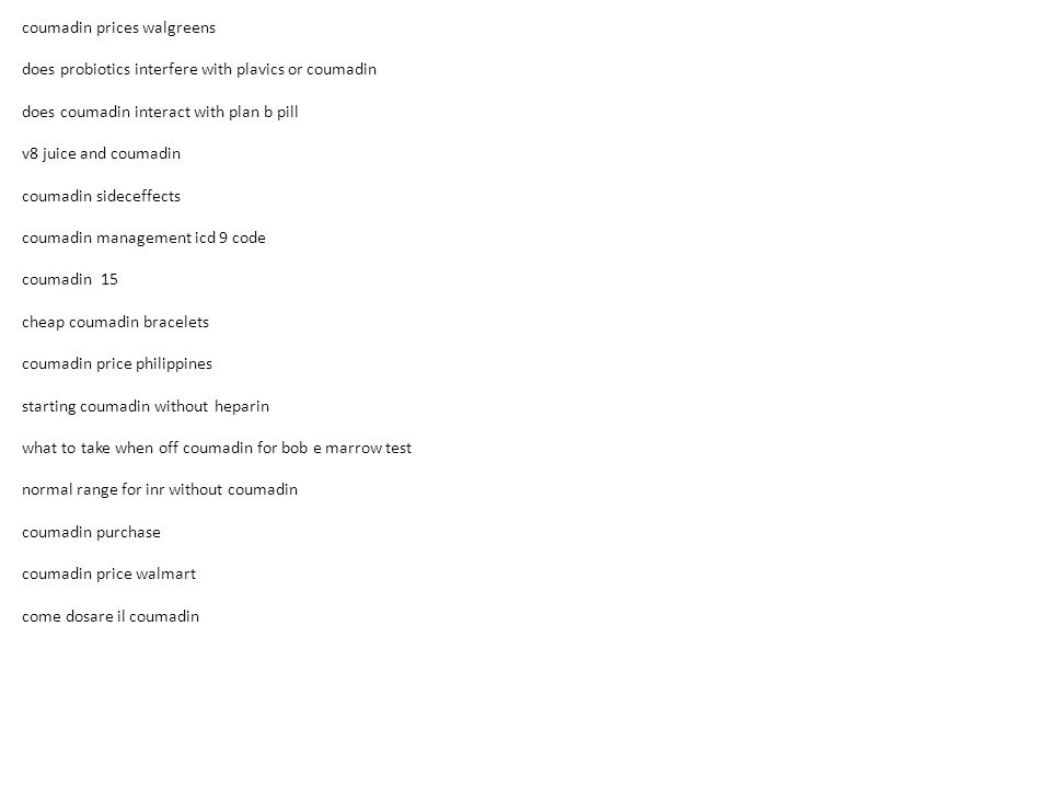 cost for coumadin