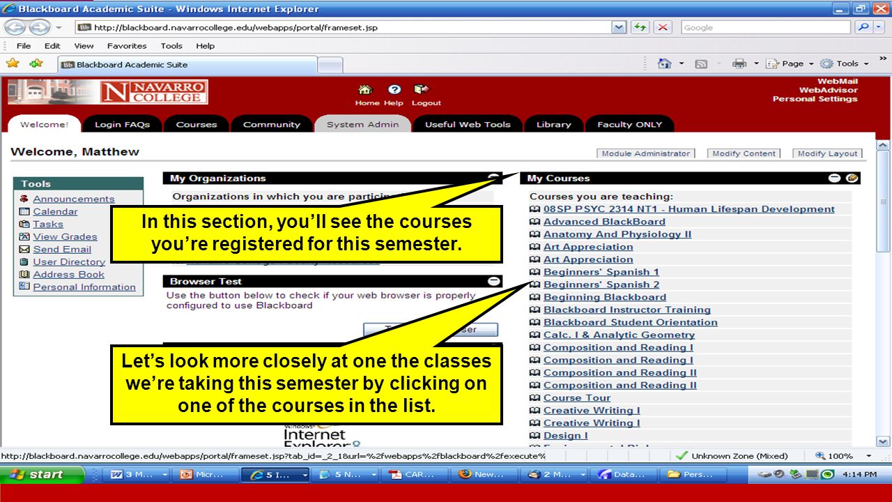 In this section, you’ll see the courses you’re registered for this semester.