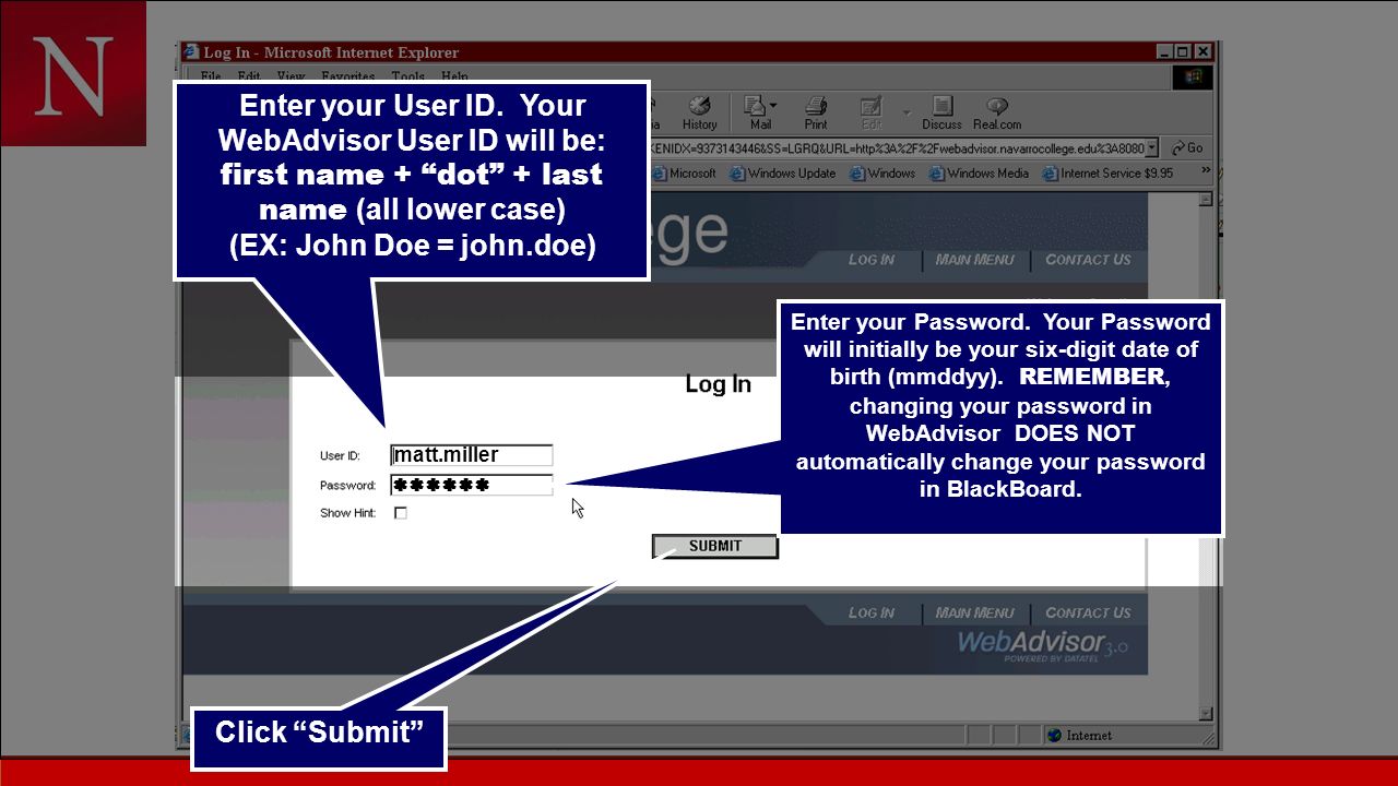 Enter your User ID.