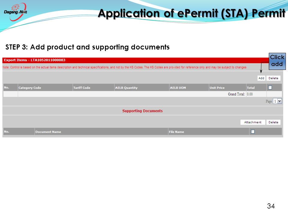 34 STEP 3: Add product and supporting documents Click add