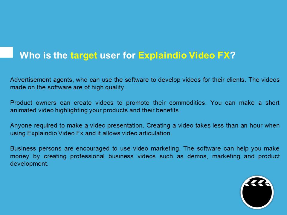 Who is the target user for Explaindio Video FX.
