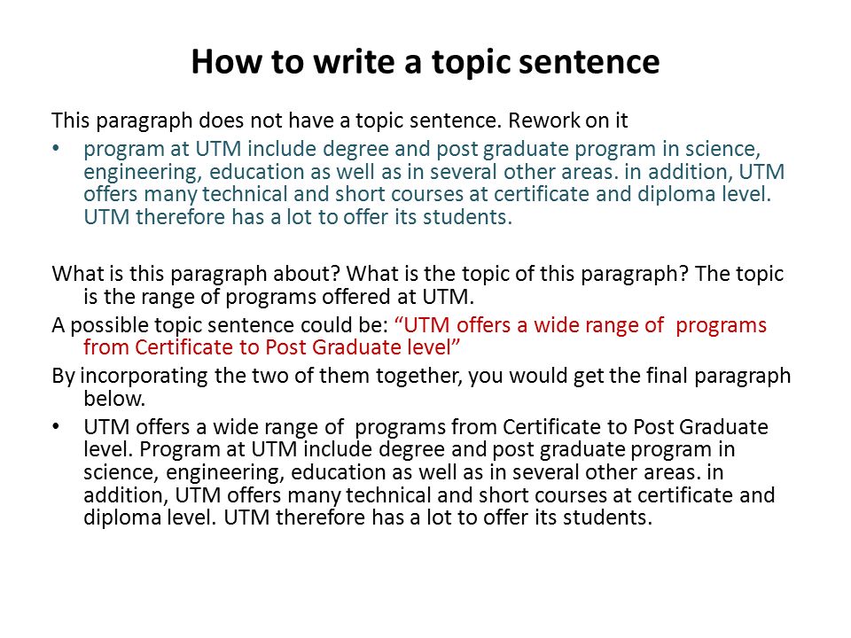 topic sentence about education