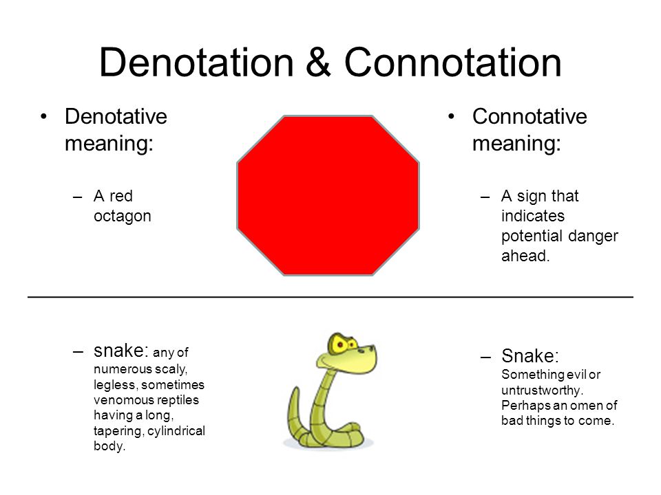 Denotation & Connotation Denotative meaning: -A red octagon Connotative...
