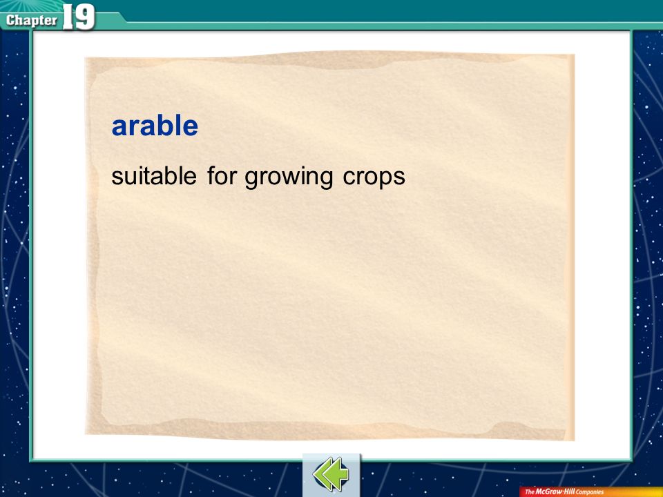 Vocab1 arable suitable for growing crops