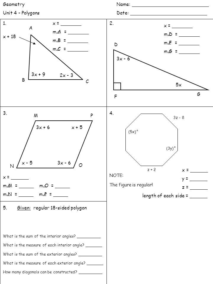 Geometry Name: Unit 4 WS 2Date: Identify the polygon by name 
