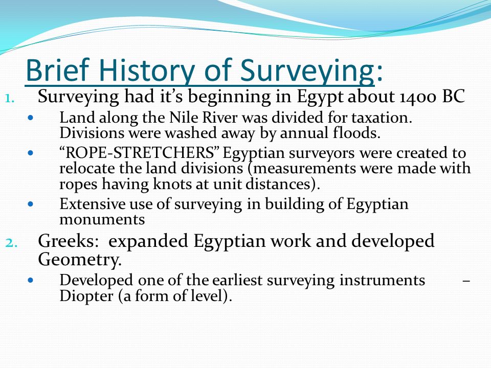 Brief History of Surveying: 1.