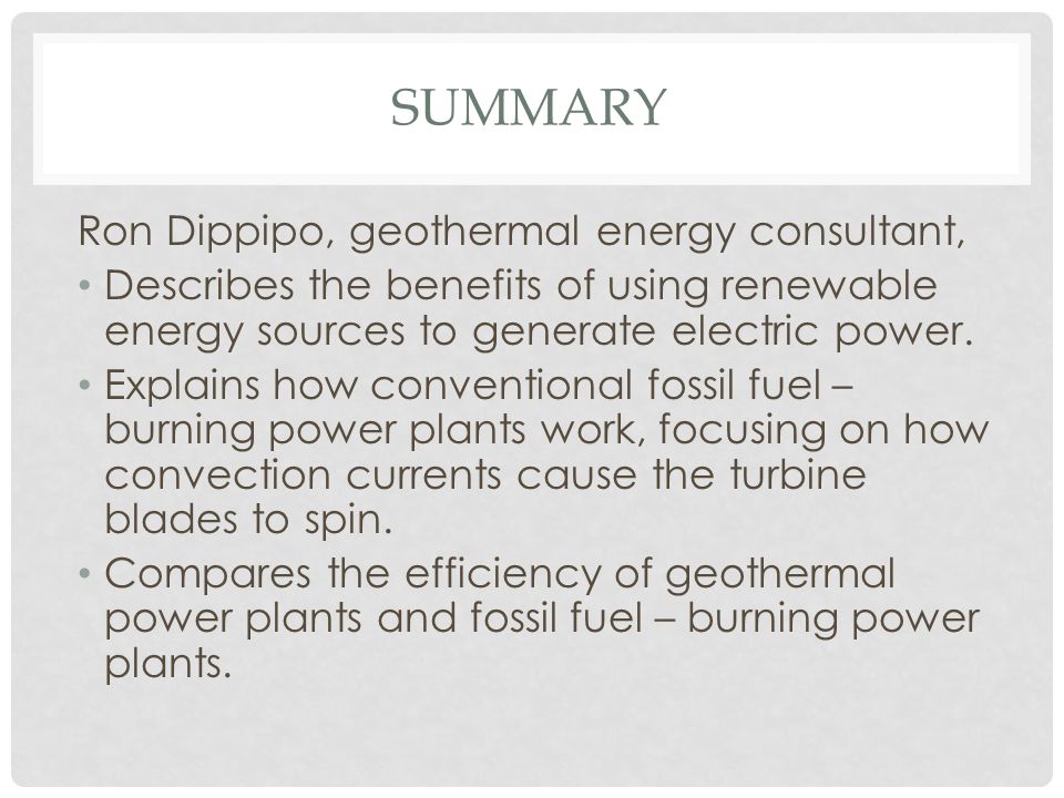 short note on geothermal energy