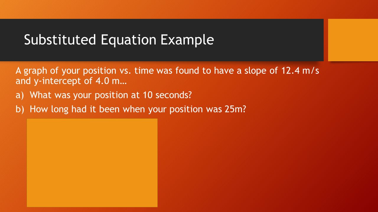 Substituted Equation Example A graph of your position vs.