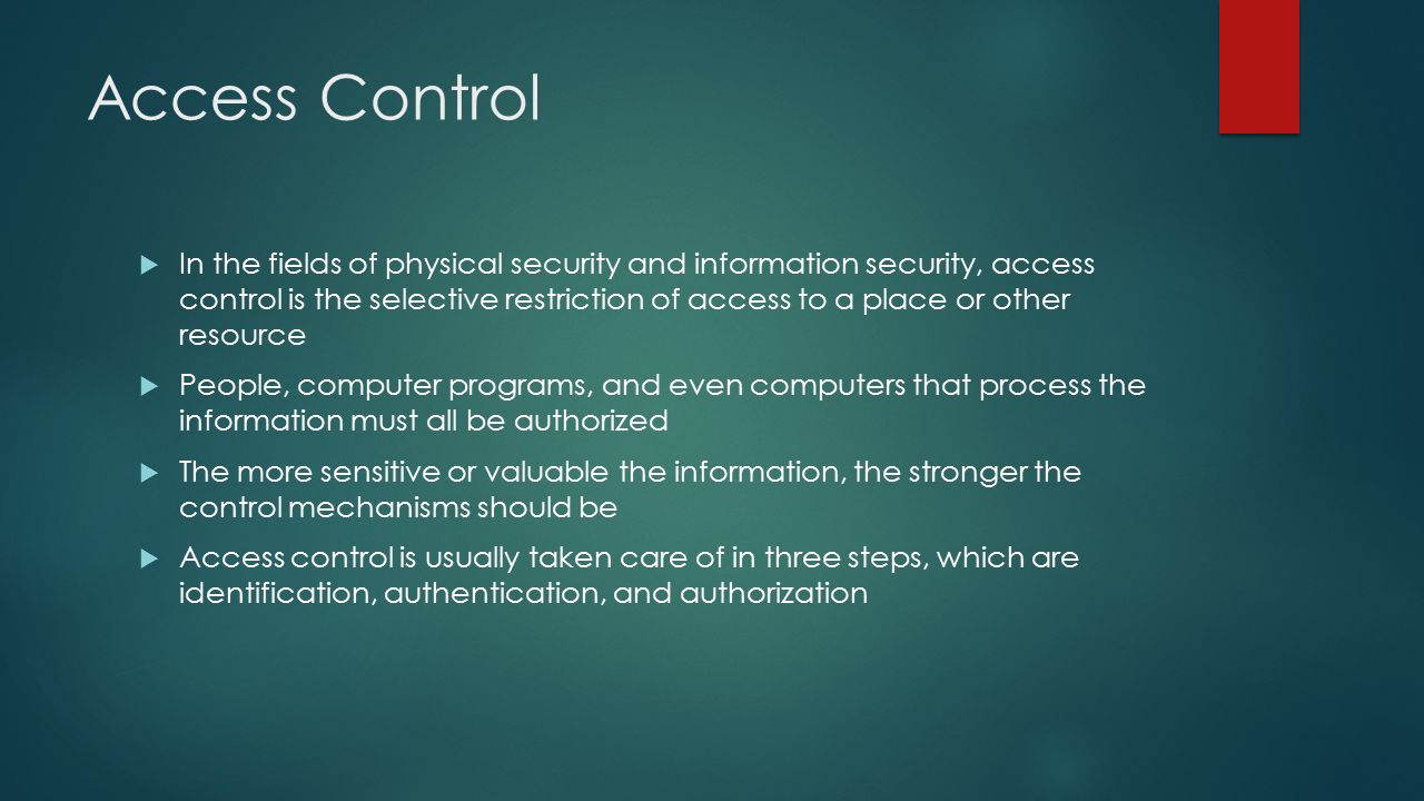 Access Control for Security Management BY: CONNOR TYGER. - ppt download