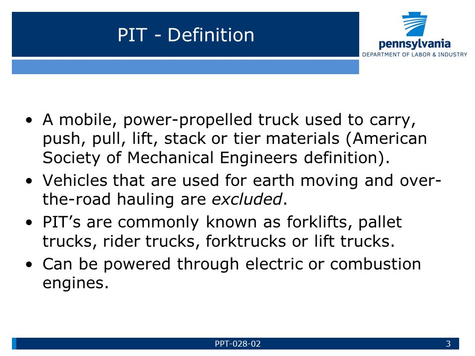 POWERED INDUSTRIAL TRUCKS PIT OSHA 29 CFR Bureau Of