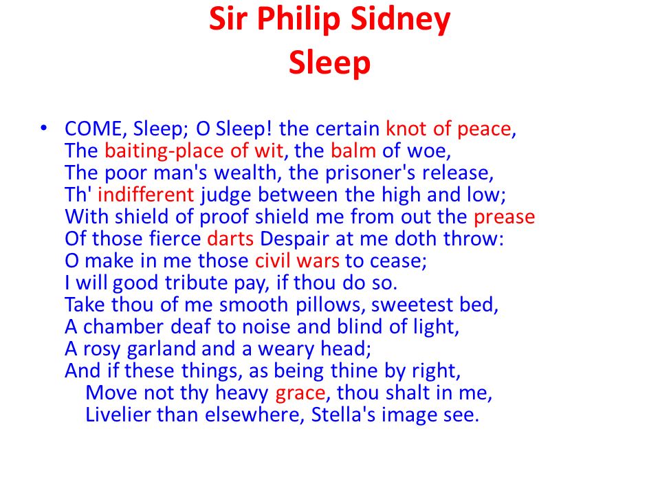 Sir Philip Sidney E Sleep O Sleep The Sequence Which Like All Renaissance Sequences Is Not A Realistic Autobiography Is About A Man Astrophil Ppt Download
