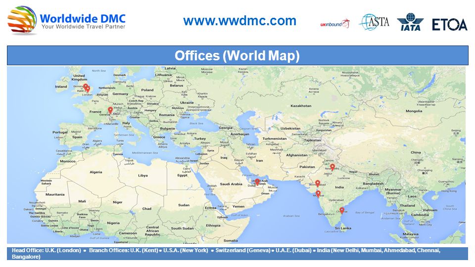 Offices (World Map)   Head Office: U.K.