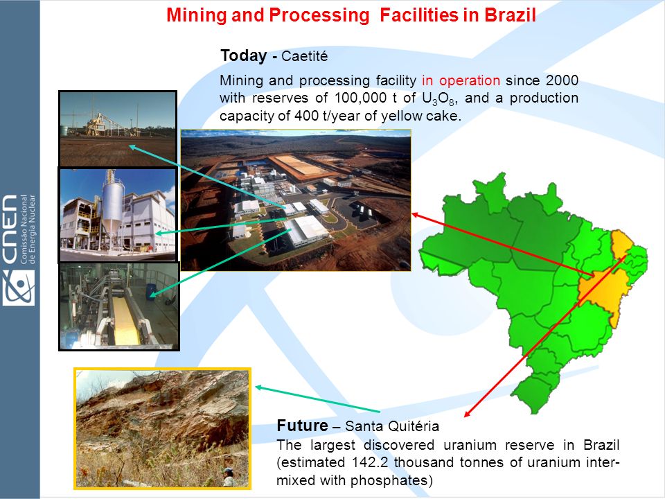 Mining and processing facility in operation since 2000 with reserves of 100,000 t of U 3 O 8, and a production capacity of 400 t/year of yellow cake.