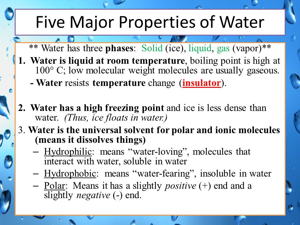 what are the properties of water