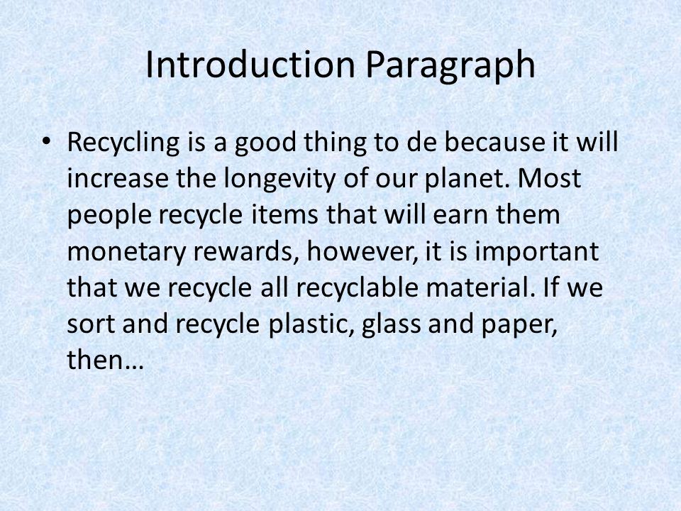 recycling essay outline