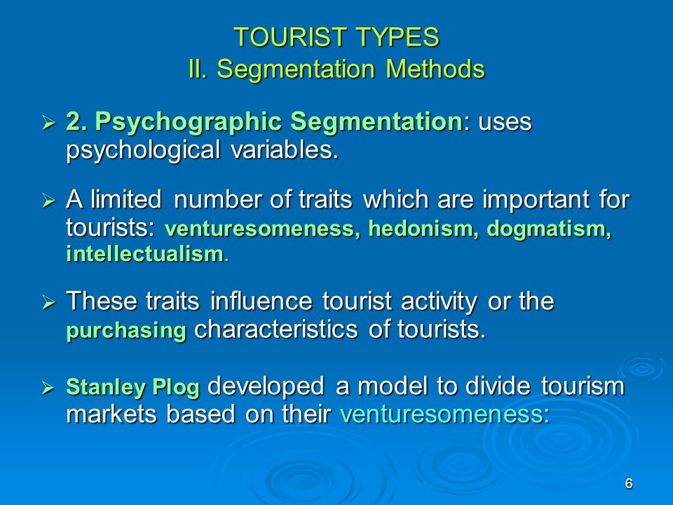 1 Types Of Tourist Chapter Contents I Segmentation By Definition