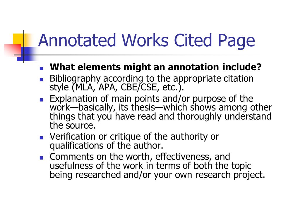 annotated works cited page