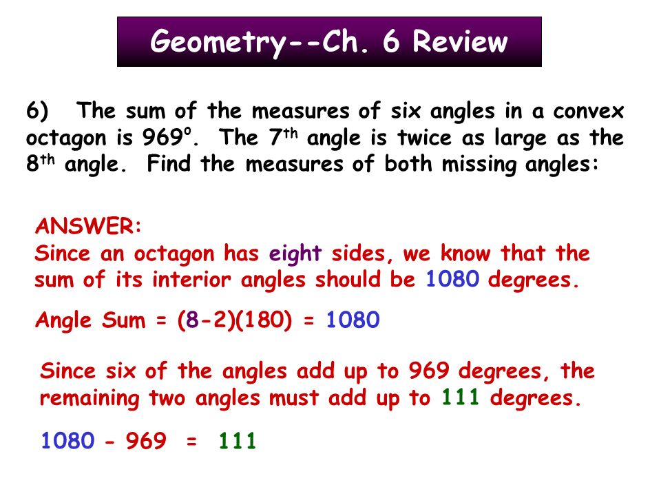 Geometry Ch 6 Review Classify Each Polygon As Regular