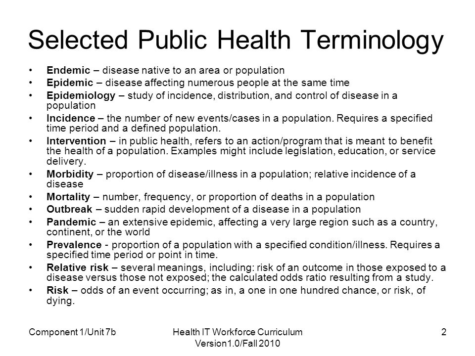 Component 1 Introduction To Health Care And Public Health In The U S 1 7 Public Health Part I 1 7b Public Health Terminology And Organization Ppt Download