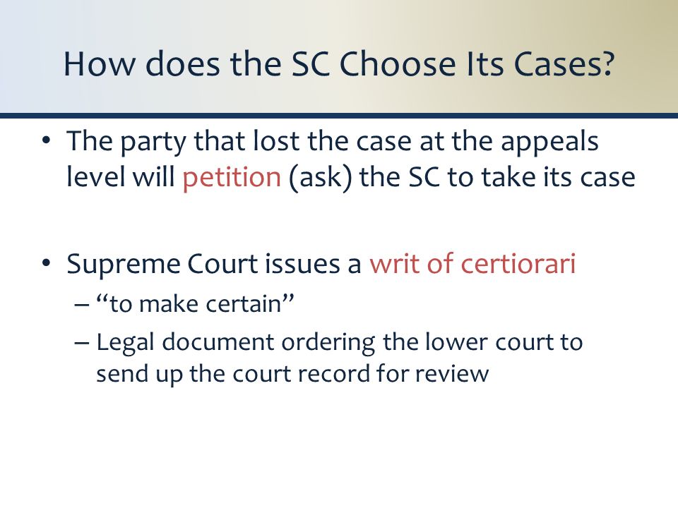 How does the SC Choose Its Cases.
