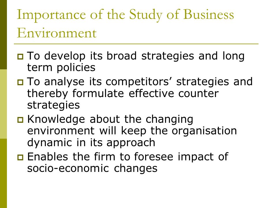 define business environment and its importance