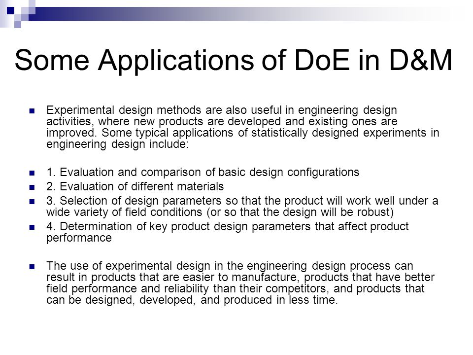 Design Of Experiments Doe Antonio Nunez Ulpgc Objectives Of Doe In D M Processes Process Investigation Product And Process Q Improvement Statistical Ppt Download