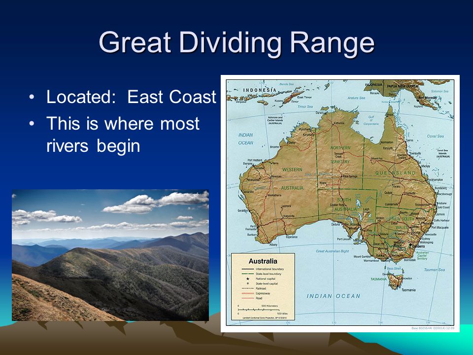 Большой водораздельный хребет на карте полушарий. Горы большой Водораздельный хребет на карте. Горы большой Водораздельный хребет на карте Австралии. Большой Водораздельный хребет г Косцюшко на карте.