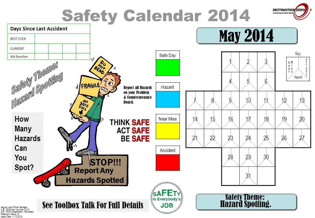safety calendar 2014 see