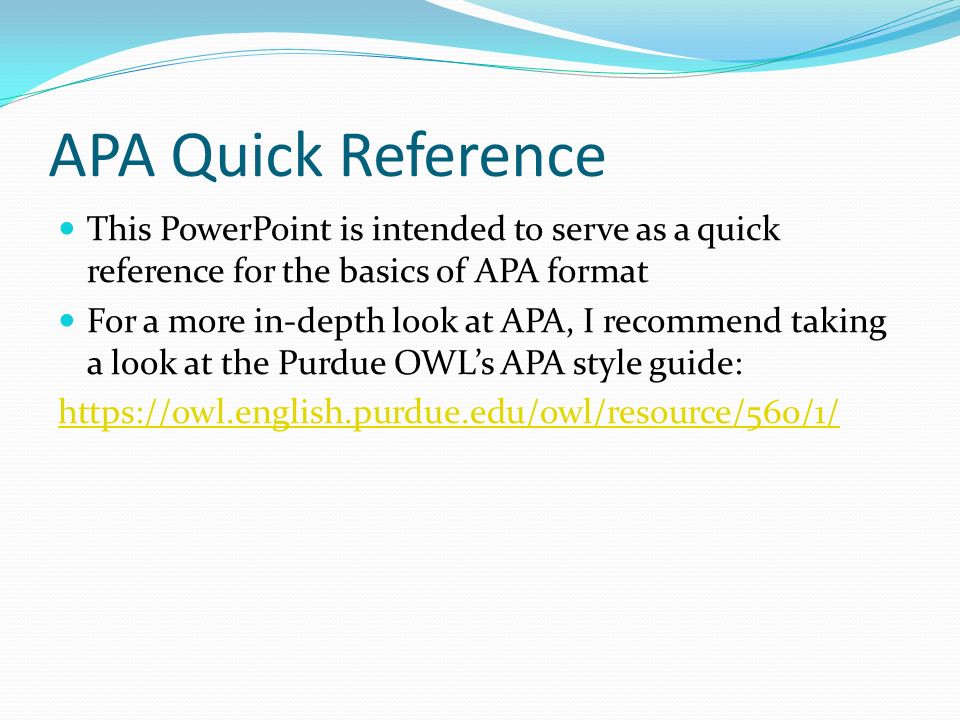 apa quick reference this powerpoint is intended to serve as apa i