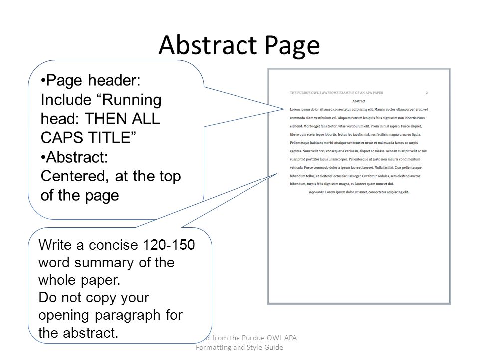 abstract page for apa format