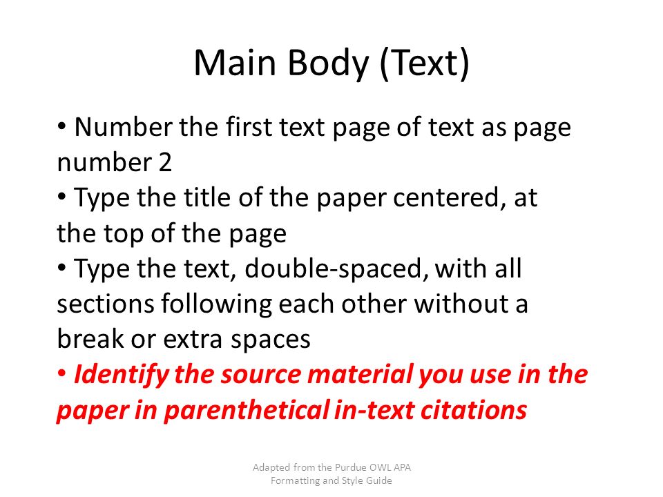 Apa Formatting And Style Guide Adapted From The Purdue Owl Apa Formatting And Style Guide Ppt Download